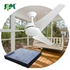 Super quiet strong breeze 90W 60'' rechargeable solar powered battery operated dc motor double ceiling cool fan with light