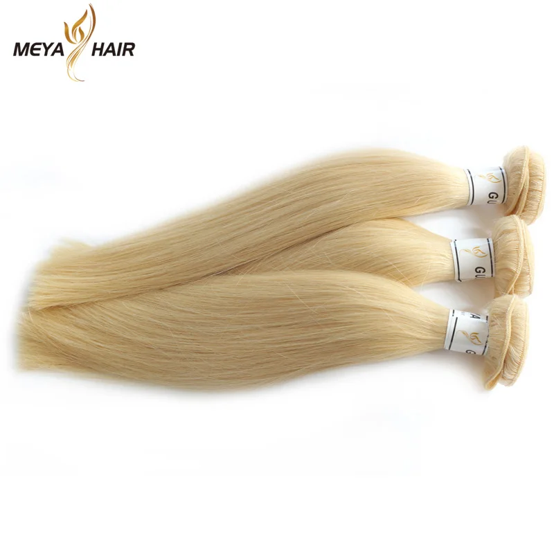 

Any color can be put 10inch to 30inch stock available platinum virgin european hair extensions blonde 613 human hair