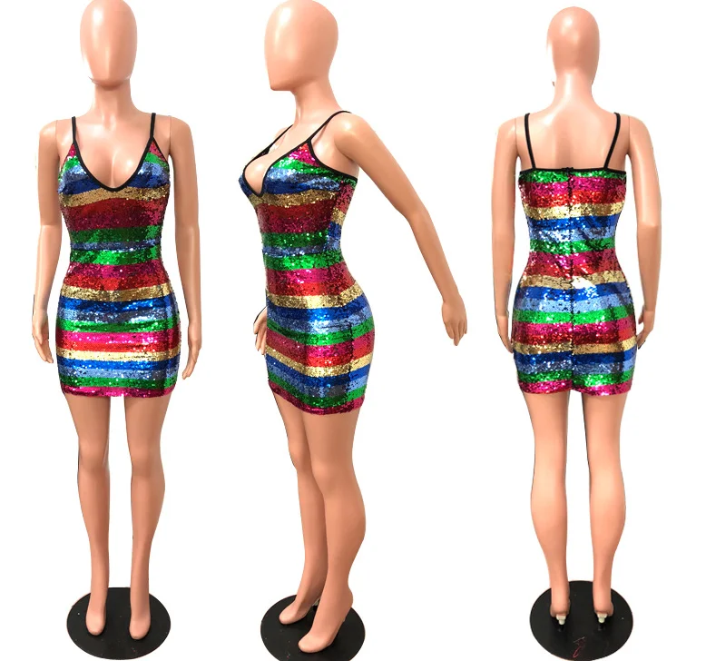 

X87924B wholesale boutique clothing lady sexy sequins night club bodycon dress, As picture