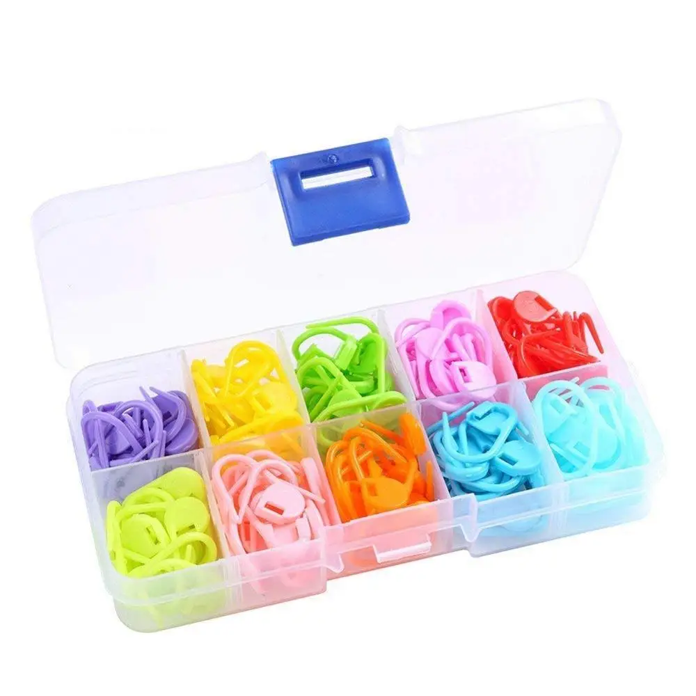 

120PC Mix Color Knitting Stitch Counter Crochet Locking Stitch Markers Set With Box