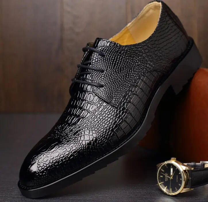 

zm11014a 2017 new fashion crocodile genuine leather men's dress shoes