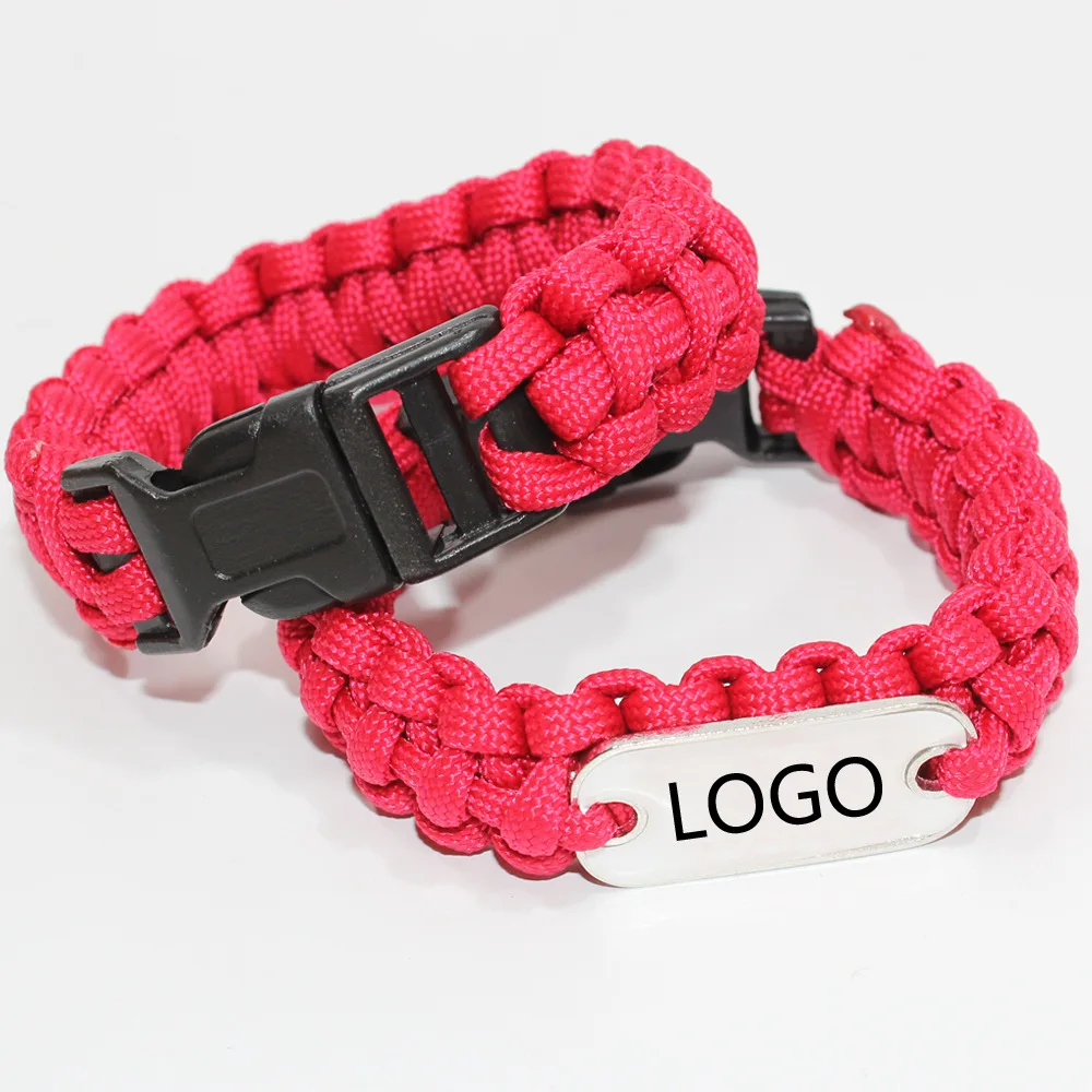 Outdoor Sports Paracord Bracelets With Logo Printing Plastic Brand Logo Available Paracord