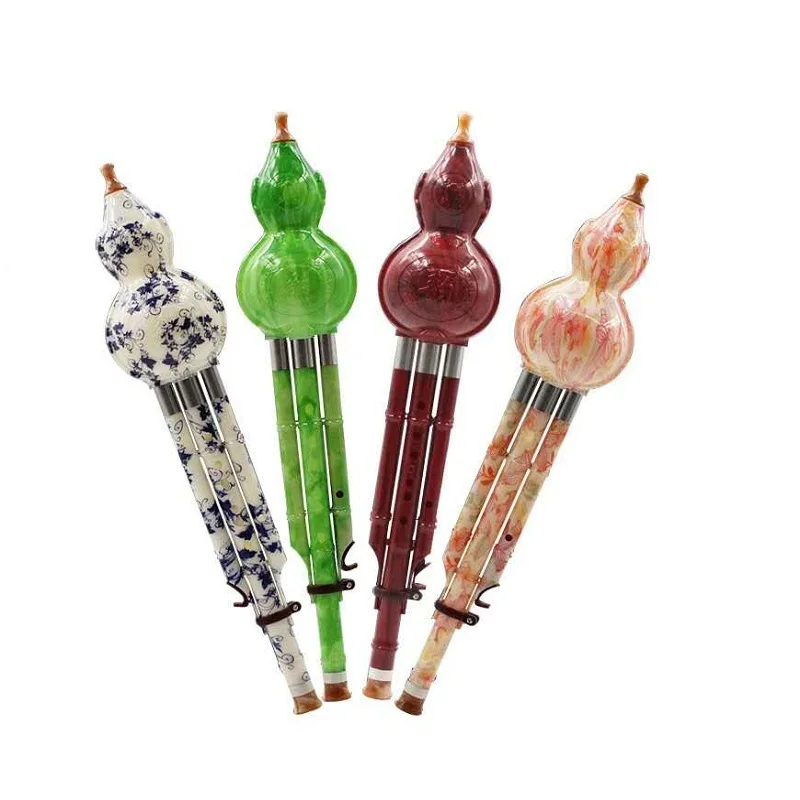 

Chinese Handmade Hulusi Resin with Copper metal Gourd Cucurbit Flute Ethnic Musical Instrument C Key for Beginner Music Lovers