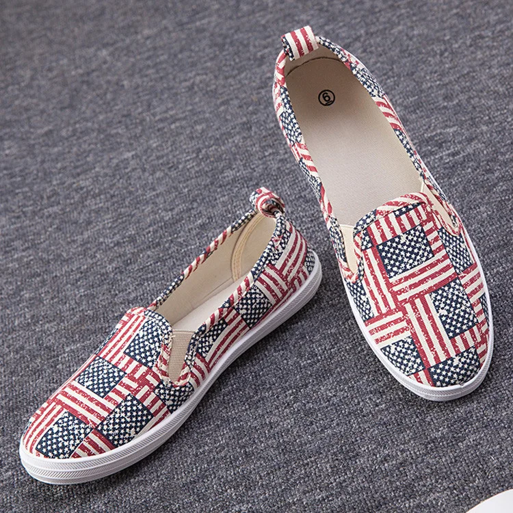 

Factory Direct Simple Stripe Women and man Slip On Flat Casual Walking Shoes