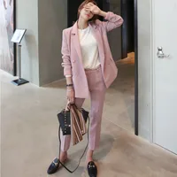 

YSMARKET Small Suit Jacket And Casual Pant Two Sets Women Casual Office Business Suits Formal Work Wear Uniform Styles Elegant