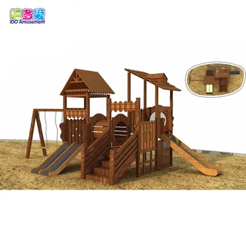 wooden swing and climbing frame