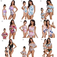 

Sw-008 2019 new fashion latest swimsuit for women and daughter mommy and me floral print ruffle swim suit wholesale
