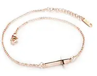 

Fashion Chain Link Beach Anklets Rose Gold Plated Stainless Steel Cross Anklet Bracelet Foot Jewelry