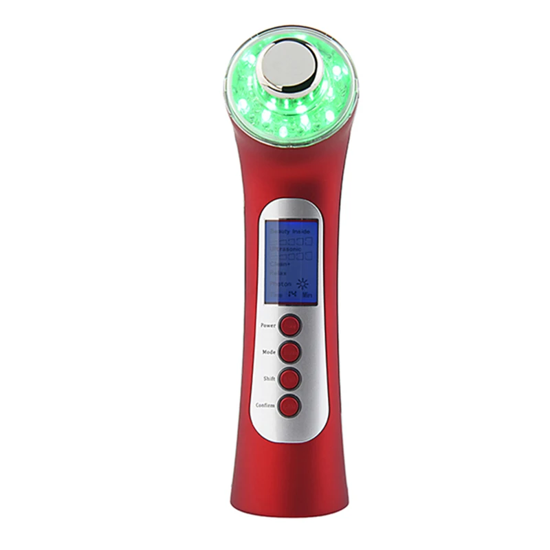 

USB rechargeable vibrate ultrasonic photon galvanic face beauty device