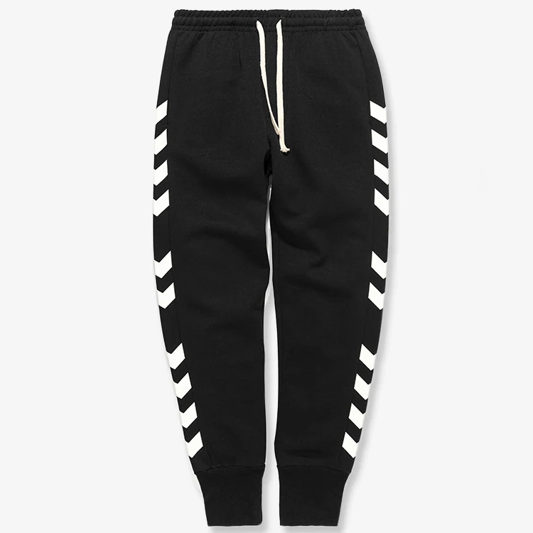 

New Design Cotton Jogger Gym Pants with Drawstring Men, Black/white