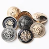 Custom design brass Zinc Alloy gold embossed metal ewing accessory garment army uniform blazer suit coat shank button