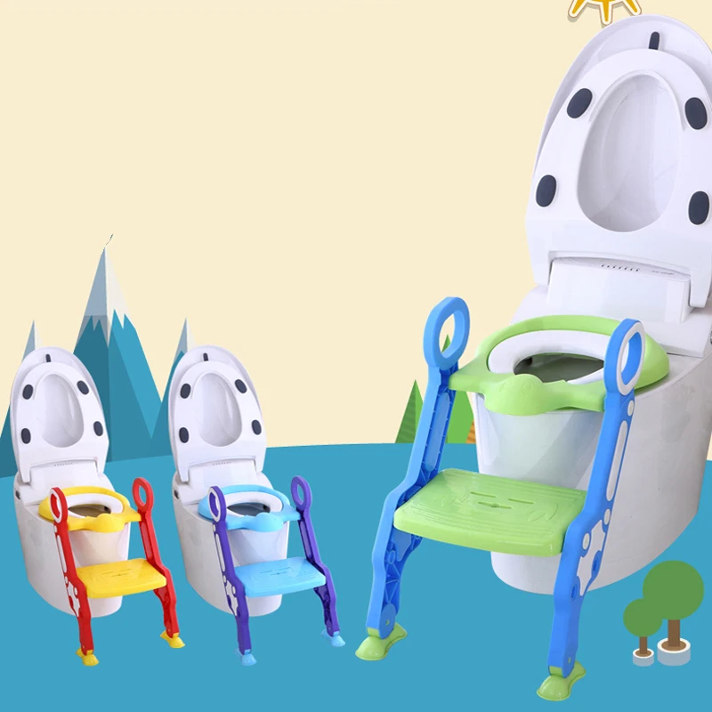 

Children Toilet Seat Kids Ladder Folding Baby Toilet Seat Children Toilet Training Basin Portable Baby Potty
