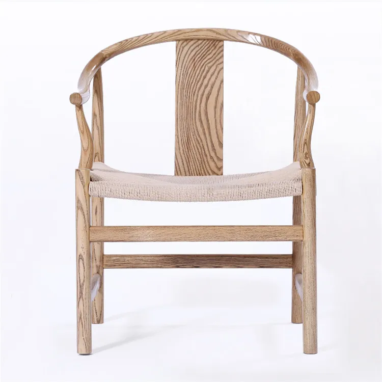 Chinese Style Wooden Chair With Rope Seat For Restaurant Dining