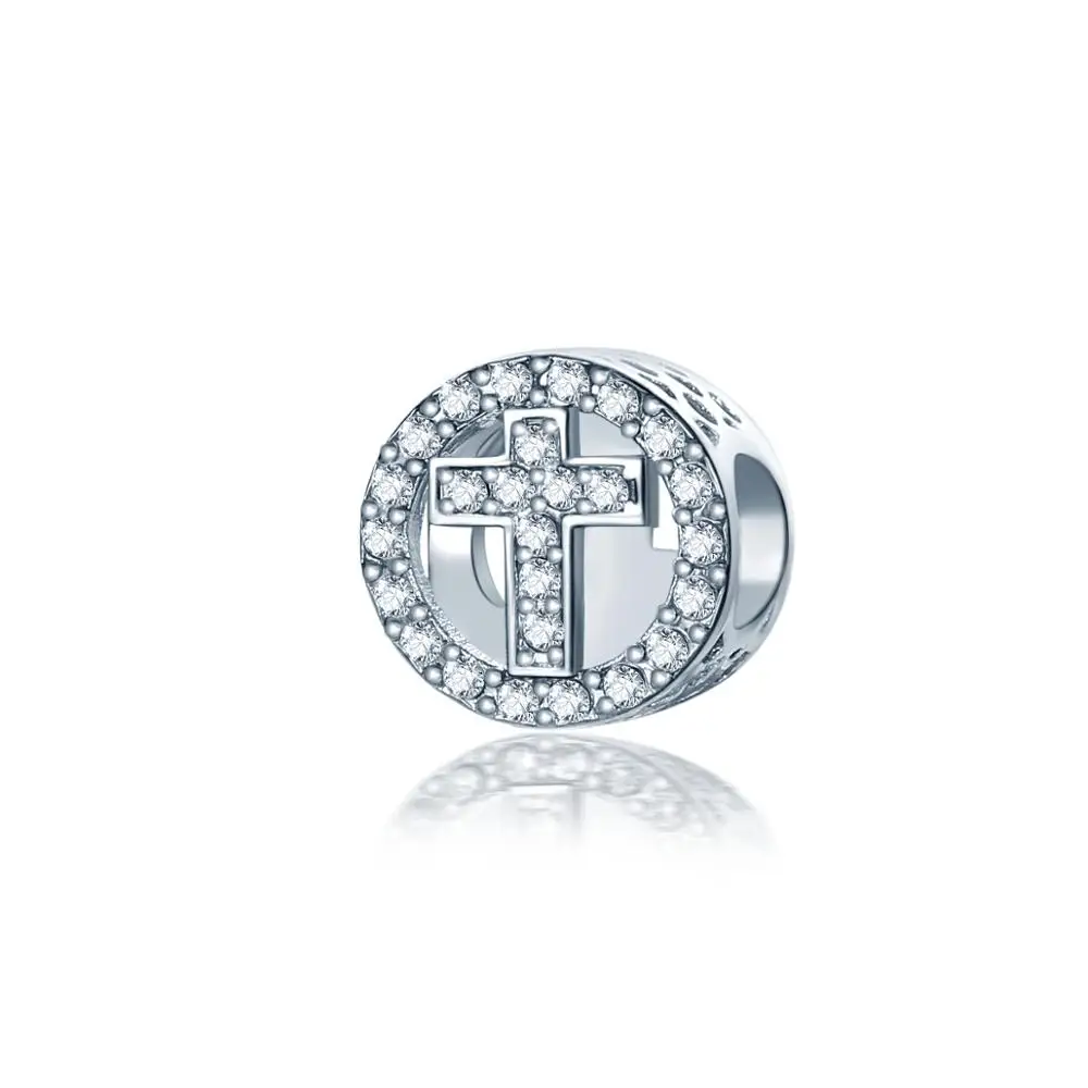 

Cross Zircon Bead Silver Plated Beads CTB967