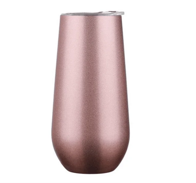 6 oz Double Insulated Stemless Glass,Stainless Steel Wine Glass,Champagne Flutes Wine Tumbler
