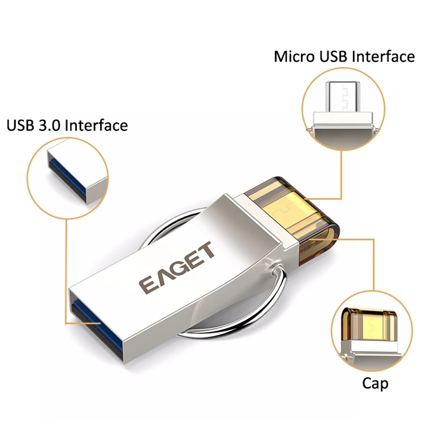 

EAGET USB 3.0 Flash Drive Pendrive 16/32/64GB Micro USB otg U Disk USB Storage Stick for Samsung Phone PC