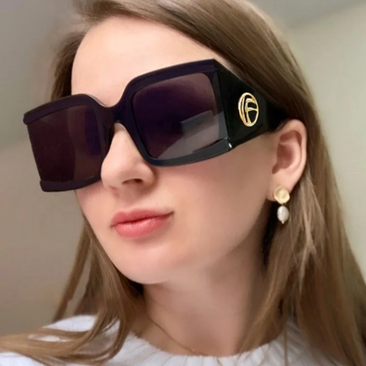 

Personalized Square sunglasses unisex european designer sun glasses big frame sunglasses, Black