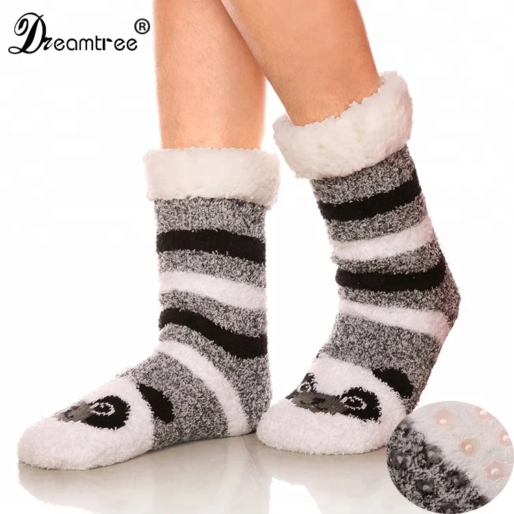 

Women Slipper Socks Pompon Cute Home Floor Socks Thicken Warm Anti-Slip Footwear, Custom color