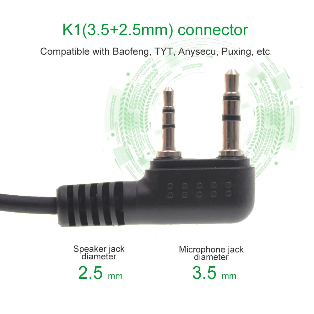 Acoustic Tube AT-G20-K1 With clip PTT handsfree for Baofeng Bf-888s UV-5R UV-82 two way radios Mic Earpiece - ANKUX.COM