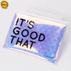Custom pvc makeup brush bag laser travel cosmetic bag with zipper and bubble lining
