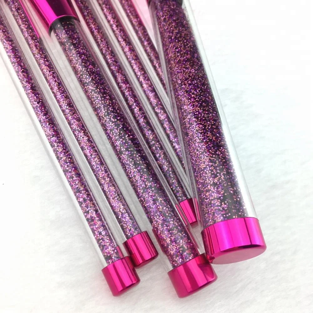 with logo bling magnet clear 7pcs professional synthetic empty water eyeshadow magnetic purple blending makeup brushes glitter