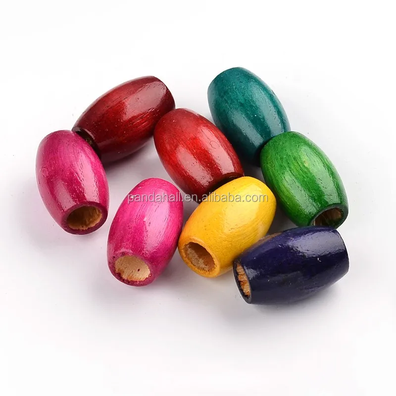 

PandaHall Dyed Barrel Wood Beads for Jewelry Making Lead Free Wooden Beads Mixed Color 28~30x20mm Hole: 8.5~10.5mm