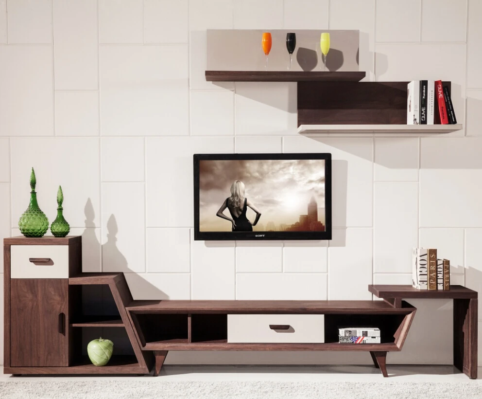2015 nouveau design salon moderne coin en bois meuble tv, moderne ...