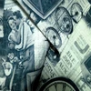 newspaper design print linen look furniture fabric