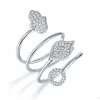 New Arrival 18k White Gold Plated Evil Eye Hamsa Hand Wrap Rings For Women