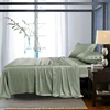 Wholesale Anti-Bacteria Machine Washable 300TC Queen Size Green Color 4Pcs Bamboo Bed Sheets