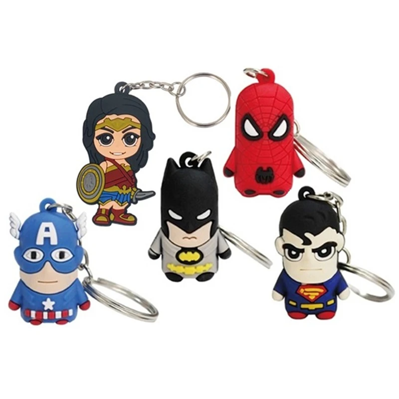 
Chinese Supplier Mini Figure Anime PVC 3D Super Hero Captain America Iron man Key chain 