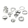 2018 Fashion Vintage Four Finger Silver Ring set Various Design for women