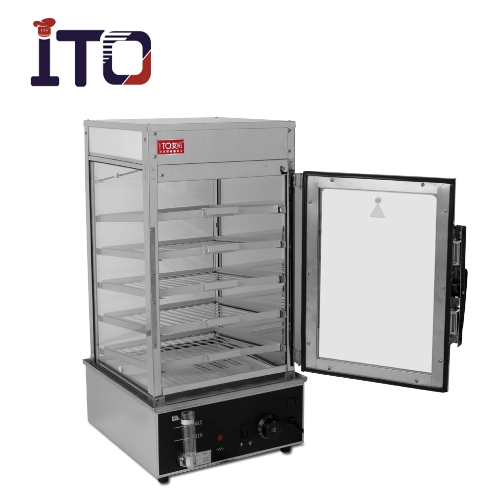 

Food Steamer 5 Tier Glass Display Showcase, Bun Used Mini Food Steamer# ASQ-500