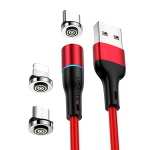 USAMS US-SJ352 1M 2.4A Aluminum Alloy Cell Phone USB Fast Magnetic Charging Cable for iPhone