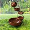 55cm Brown ceramic solar cascade water feature with battery backup and LED lights