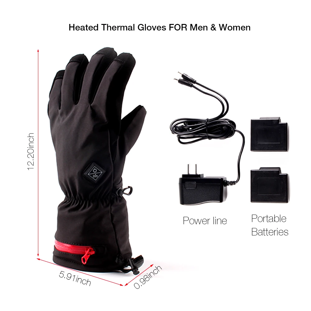 

Electric Waterproof Heated Outdoor Hunting Gloves, Black