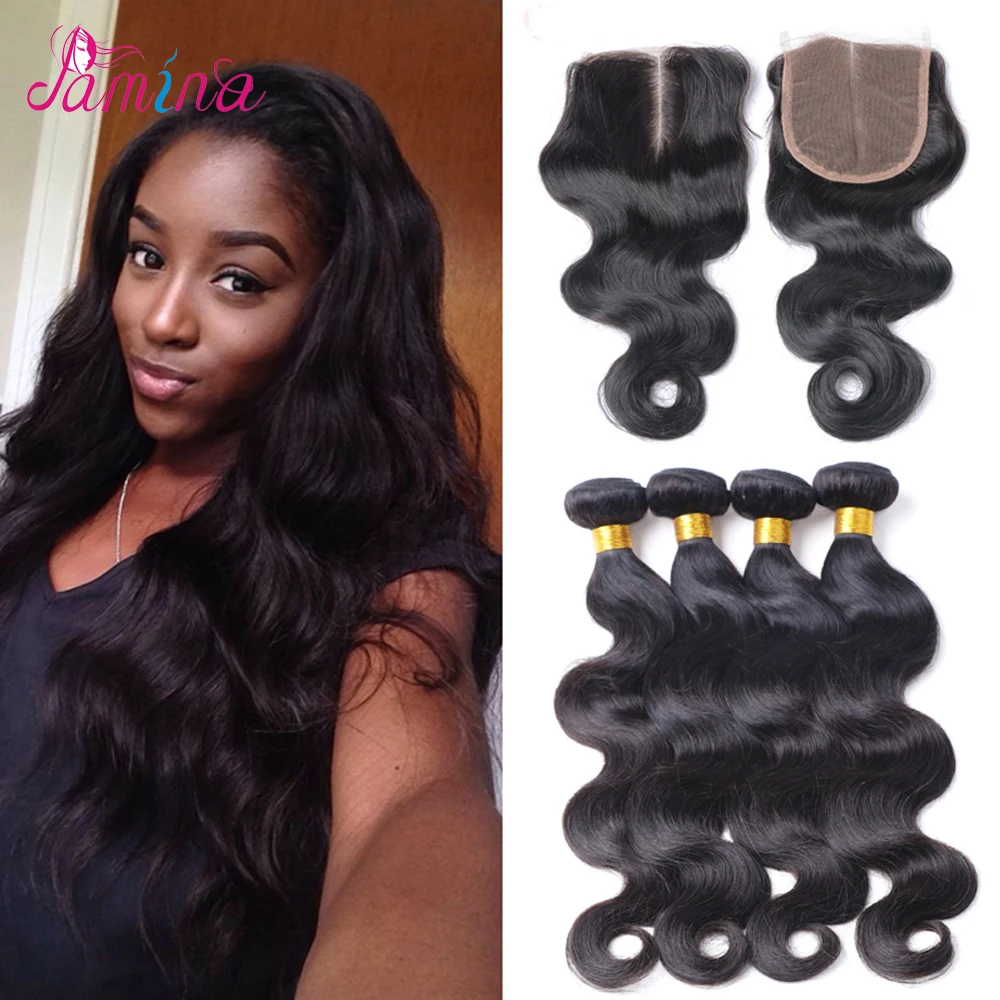 

8A Grade Brazilian Virgin Hair With Closure Unprocessed Brazilian Body Wave Human Hair Bundles With Lace Closure, N/a
