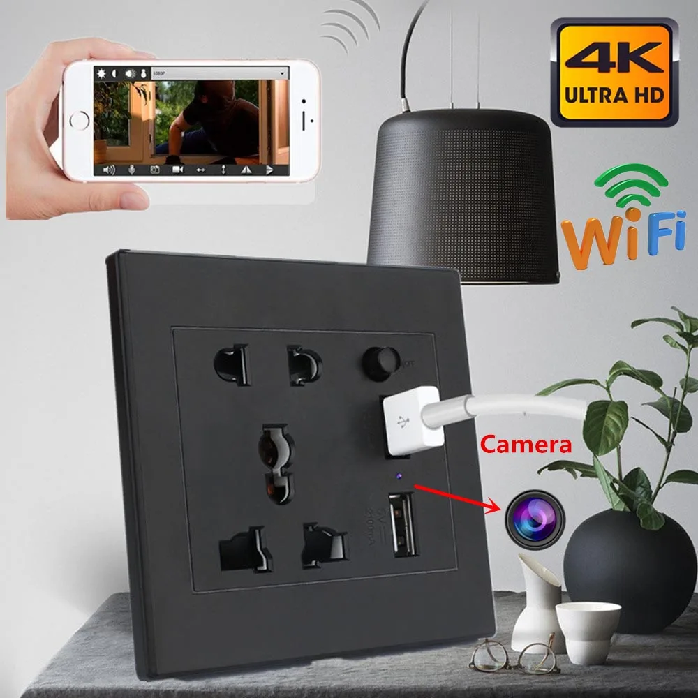 Cctv Security Real Power Socket Wifi Camera H.264 4k Remote Wireless Hd