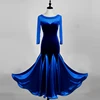 3 Colors Gold Velvet Satin Surface Standard Ballroom Dance Dresses Tango For Ladies ZH4003