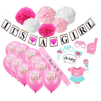 New Born Baby Shower It S A Girl Banner Pink Blue Banner Decoration