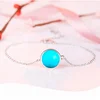 925 Sterling Silver Bracelet White Gold Color Bracelet Blank Settings 11mm Round Cabochon Opal Agate Amber Setting DIY Stone