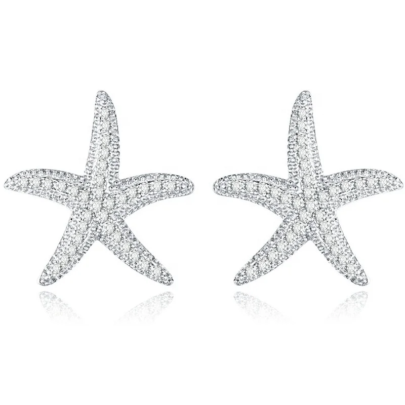 

Hot-selling Explosive Starfish High-quality Copper Zircon Earrings