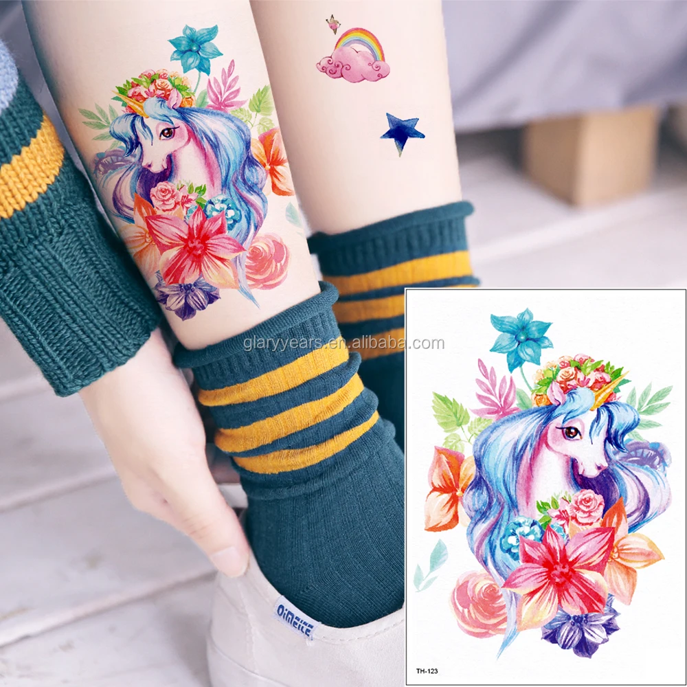 

Custom Cartoon Temporary Sticker New Tattoo Image Water Decals Paper Printer Waterproof Animal Flowers, Black / white / colorful / customized