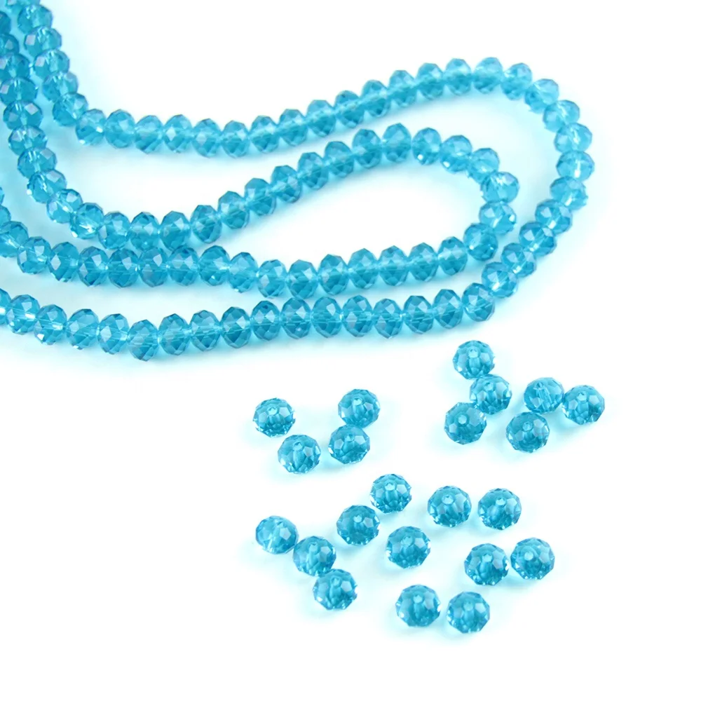 

10 Strands/Lot 2-12mm Aquamarine Color Crystal Rondelle Spacer Beads for Jewelry Making Diy Beads