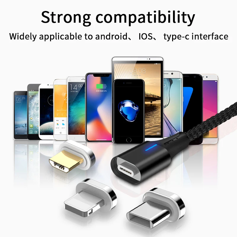 2019 wholesale cell phone accessories magnetic usb cable micro cable on-stock fast charging phone adapter ios/usb c data cable