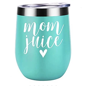 Image of custom BPA Slid lid turquoise 12 oz stainless steel wine tumbler cups