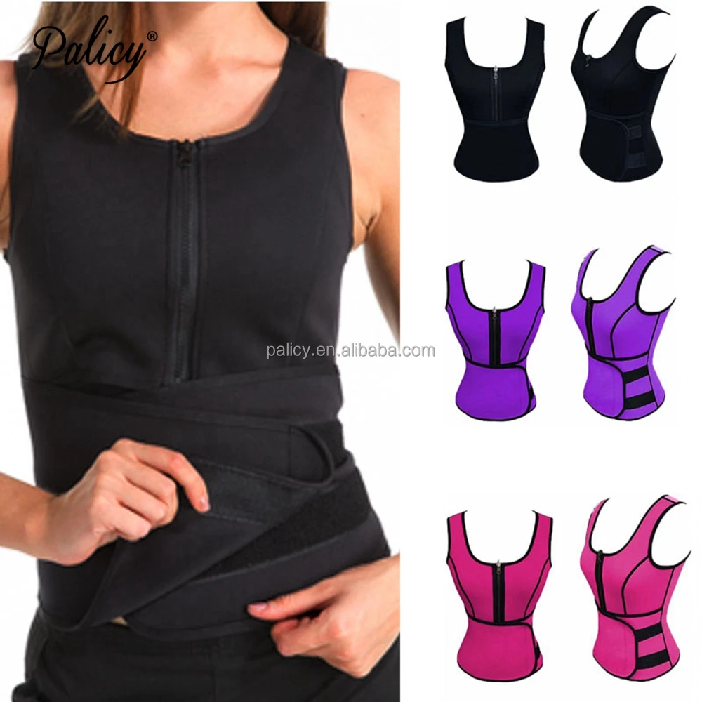 

Neoprene Sauna Suit Tank Top Vest Waist Trimmer with Adjustable Waist Trainer Belt Shaper Waist Trainer, Black/pink/blue/any you want