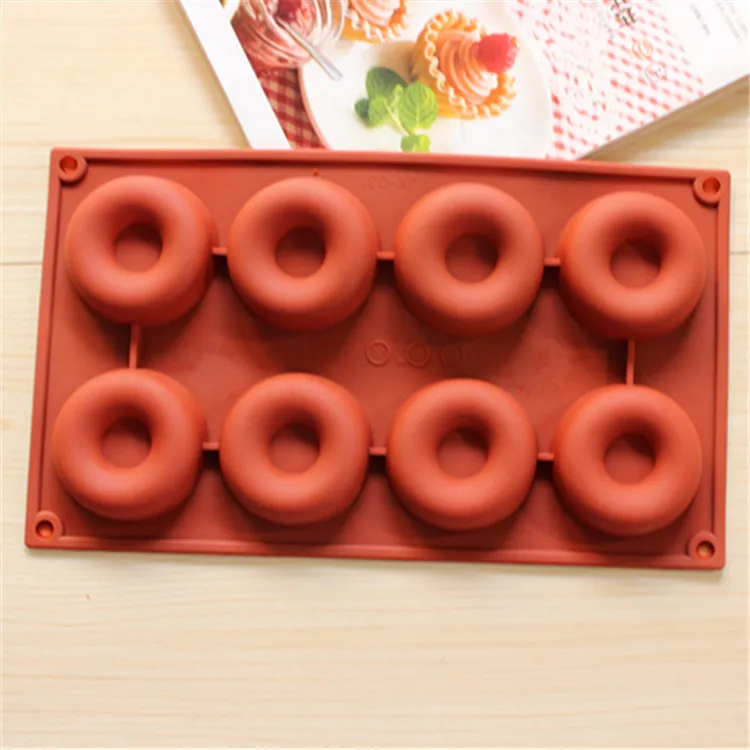 

Spot environmentally friendly non-toxic silicone material donut cake mold round biscuit bread mold, Red-brown
