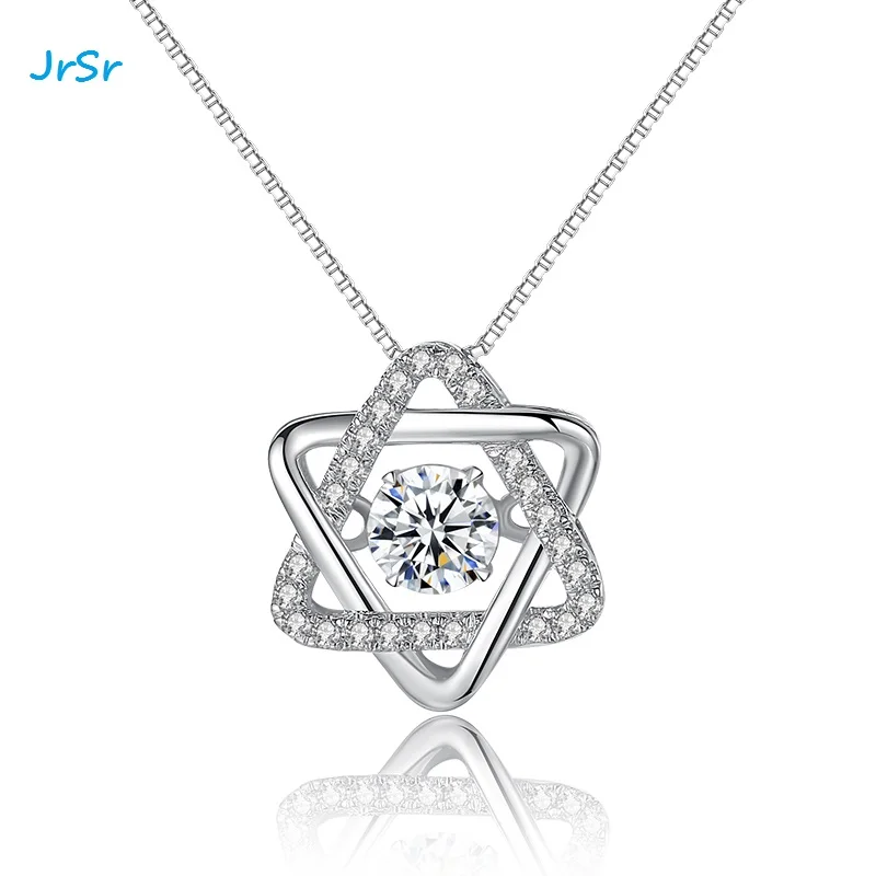

Sterling silver Hexagram Charm Amulet Pewter Pendant Handmade diamond necklace