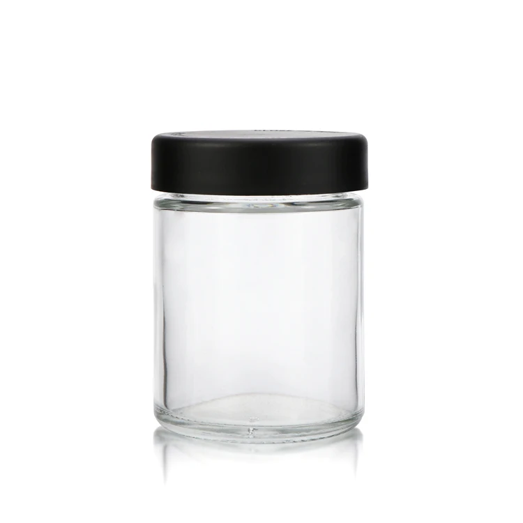 
Custom design round 1oz 2oz 3oz 4oz straight side food glass jar with child resistant lids glass jar child proof 